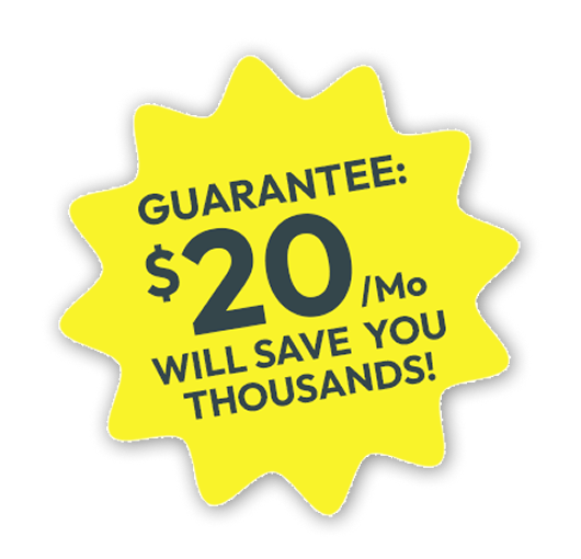 $20 a month guarantee badge.